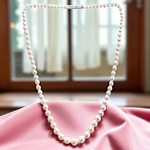 Graduated Freshwater White Pearl & Silver Necklace