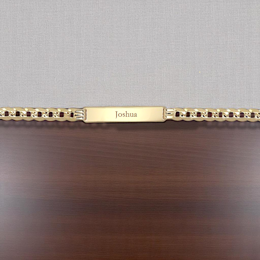 9K Yellow Gold Curb Identity Bracelet 6mm