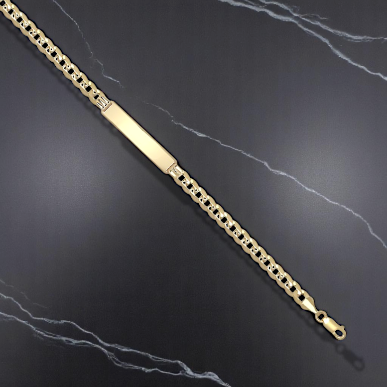 9K Yellow Gold Curb Identity Bracelet 6mm