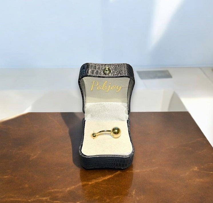 Plain 18K Gold or Platinum Belly Bar - Pobjoy Diamonds