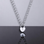 Sterling Silver Large Curb Link Padlock Neck Chain