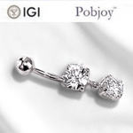 Large Double Lab Diamond Dangly Belly Piercing