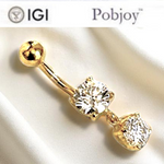 Large Double Lab Diamond Dangly Belly Piercing - Pobjoy Diamonds