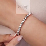 18K White Gold Diamond Tennis Bracelet 10.00 Carats - F/Si - Pobjoy Diamonds
