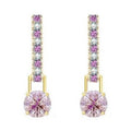 18K Gold Huggie Pink Diamond & Sapphire Drop Earrings