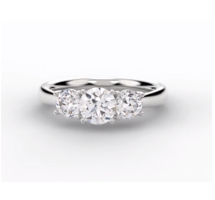 Lab Grown Round Brilliant Cut Diamond Trilogy Ring 1.45 Carats D/VS1 - Pobjoy Diamonds
