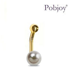Cream & Grey Cutured Pearl Gold Belly Ring - Pobjoy Diamonds