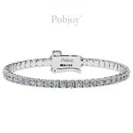 9K Gold Lab Grown Round Diamond Tennis Bracelet 4.20 Carats E/VS - Pobjoy Diamonds