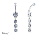 Four Stone Lab Diamond Heart Drop Belly Ring 1.30 Carats - E/VS1 - Pobjoy Diamonds