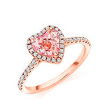 Vivid Pink Heart Diamond Halo Ring VS1