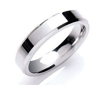 950 Platinum Diamond Cut Flat Court Wedding Band 4mm - Pobjoy Diamonds