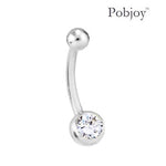 Bezel Setting Platinum Belly Bar