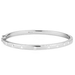 9K White Gold Lab Diamond Studded Hinged Bangle
