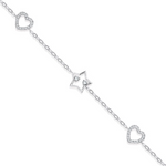 9K White Gold Hearts & Stars Diamond Bracelet