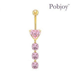 Four Stone Pink Lab Diamond Drop Belly Ring - 1.40 carats