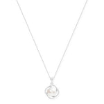 Freshwater White Button Pearl Silver Swirl Pendant Necklace
