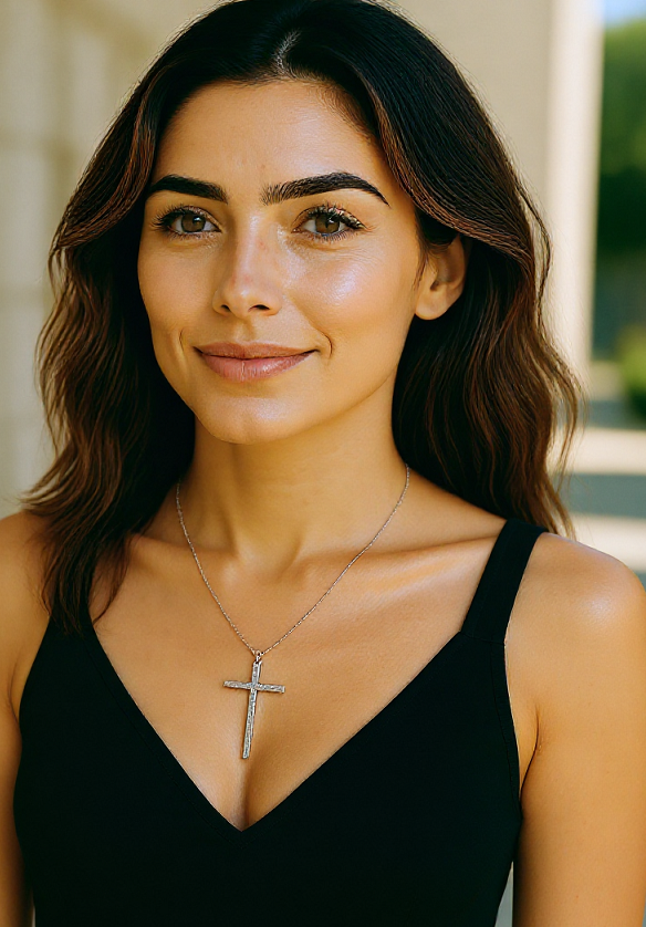 18K White Gold & 0.70 Carats Diamond Cross Pendant - Pobjoy Diamonds