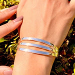 Ladies Handmade Solid Sterling Silver Three Bar Bangle