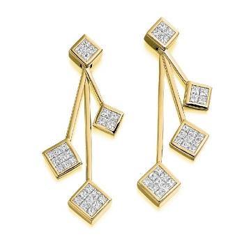 18K Gold Four Tier 1.65 CTW Diamond Drop Earrings & Necklace Set - F/VS - Pobjoy Diamonds
