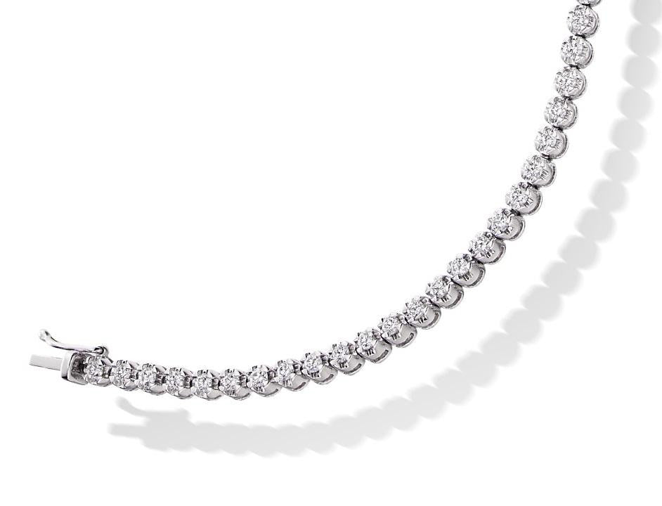 18K White Gold Ladies Round Brilliant Cut 2.00 CTW Diamond Tennis Bracelet - Pobjoy Diamonds