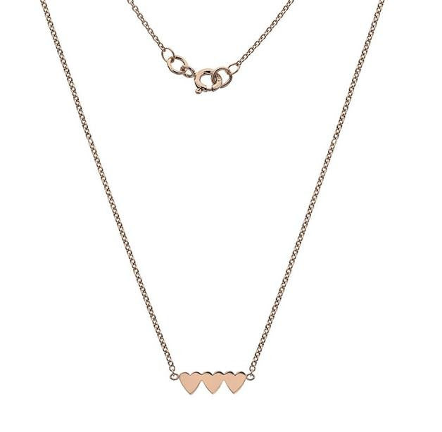 9K Rose Gold Three Heart Ladies Pendant Necklace - Pobjoy Diamonds