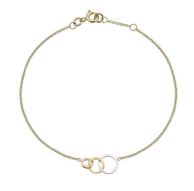 9K Three Colour Gold Hoop Ladies Bracelet - Pobjoy Diamonds