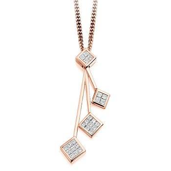 18K Gold Four Tier 1.65 CTW Diamond Drop Earrings & Necklace Set - F/VS - Pobjoy Diamonds
