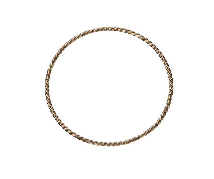 9K Three Colour Gold Tight Twist Ladies Bangle - Pobjoy Diamonds