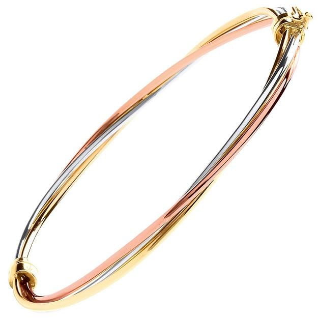 9K Gold Ladies Hollow Tube Hinged Russian Bangle - Pobjoy Diamonds