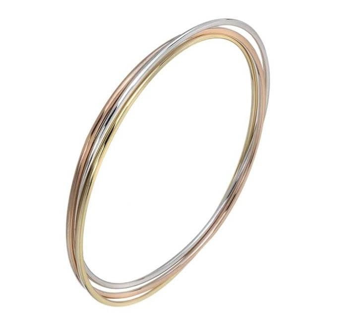 9K Gold Ladies Russian Solid Round Design Bangle - Pobjoy Diamonds