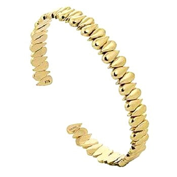 9K Yellow Gold Teardrop Torque Bangle - Pobjoy Diamonds