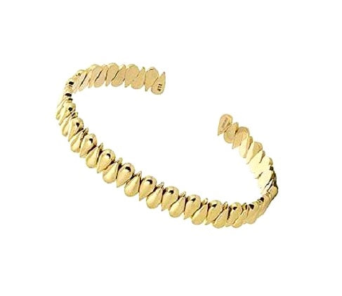 9K Yellow Gold Teardrop Torque Bangle - Pobjoy Diamonds