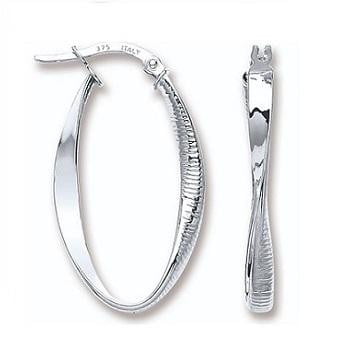 9K White Gold Twisted & Ribbed Hoop Earrings-Pobjoy Diamonds