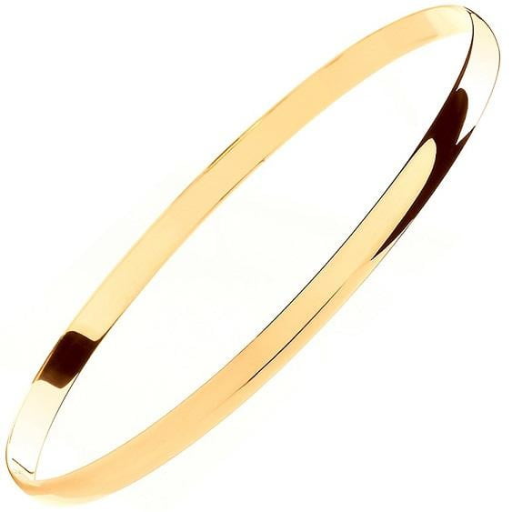 9K Yellow Gold D-Shaped Ladies Bangle - Pobjoy Diamonds