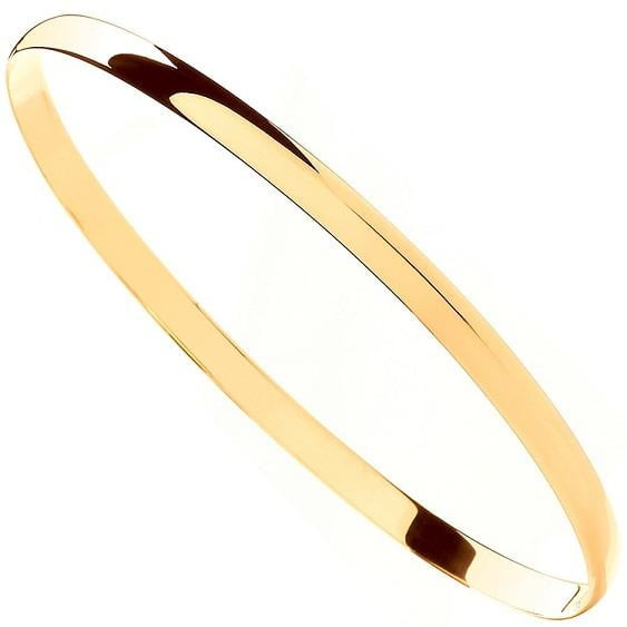 9K Yellow Gold D-Shaped Ladies Bangle - Pobjoy Diamonds