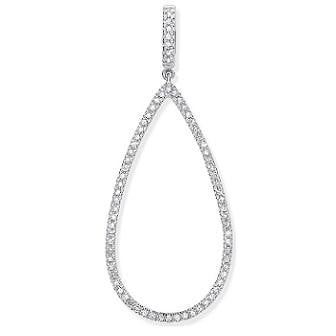9K White Gold & Diamond Pear Pendant - Pobjoy Diamonds