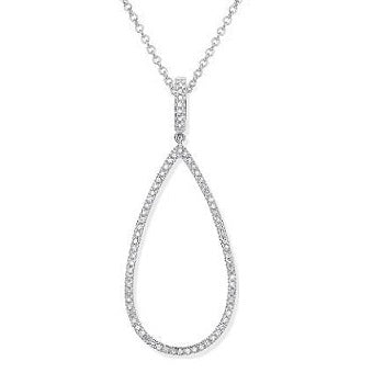 9K White Gold & Diamond Pear Pendant - Pobjoy Diamonds