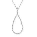 9K White Gold & Diamond Pear Pendant - Pobjoy Diamonds