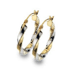 9K White & Yellow Gold Hoop Diamond Cut Earrings - Pobjoy Diamonds