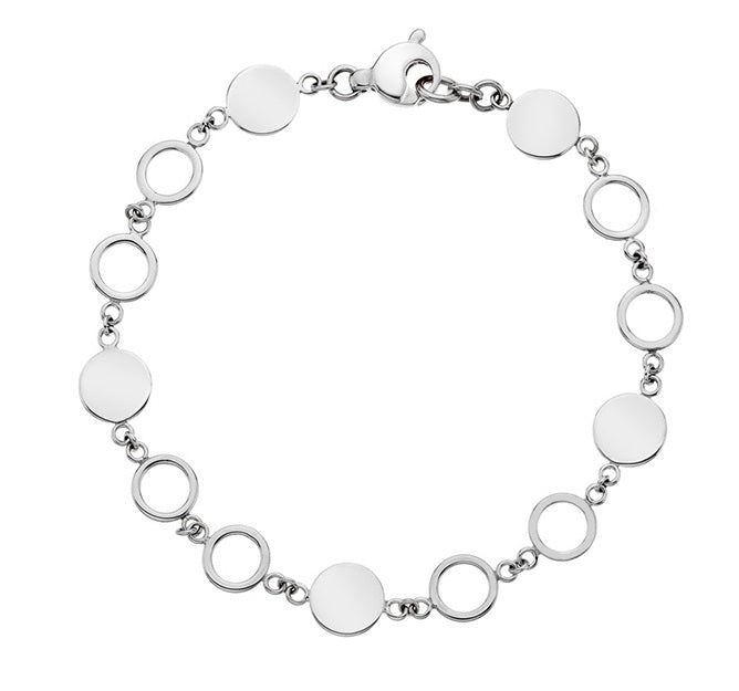 9K White Gold Ladies Discs & Rings Bracelet - Pobjoy Diamonds