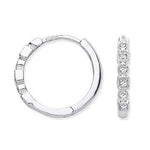 9K White Gold & 0.10 CTW Diamond Hoop Earrings - Pobjoy Diamonds