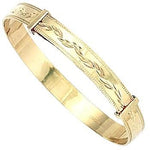 9K Yellow Gold Diamond-Cut Adjustable Baby Bangle - Pobjoy Diamonds