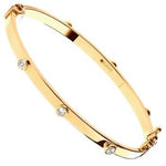 9K Yellow Gold Hollow Hinged Bangle With CZ Studs - Pobjoy Diamonds