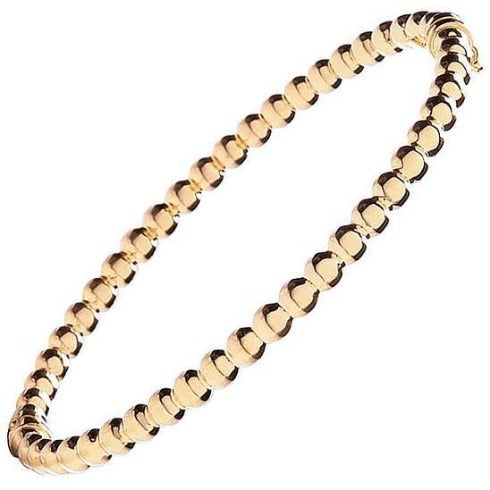 9K Yellow Gold Bead Design Hollow Hinged Bangle - Pobjoy Diamonds