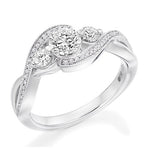 18K Gold 1.00 Carat Diamond Trilogy & Shoulder Ring - G/Si1 - Pobjoy Diamonds