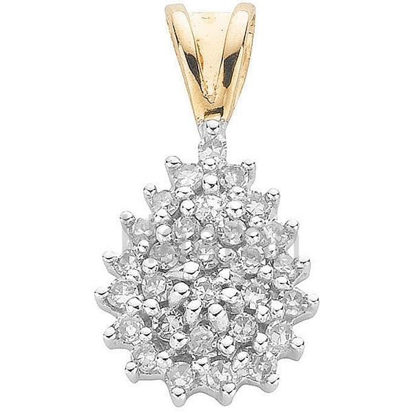 9K Yellow Gold Cluster Diamond Pendant - Pobjoy Diamonds