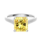 18K Gold Cushion Cut Fancy Intense Yellow Radiant Cut Lab Grown Diamond Ring 1.25 Carat - Pobjoy Diamonds