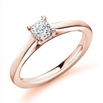 18K Rose Gold 1.00 Carat Cushion Cut Lab Grown Diamond Ring F/VS1 - Pobjoy Diamonds