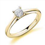 18K Yellow Gold 1.00 Carat Cushion Cut Lab Grown Diamond Ring F/VS1 - Pobjoy Diamonds