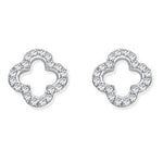 9K White Gold Diamond Clover Stud Earrings 0.19 CTW - Pobjoy Diamonds